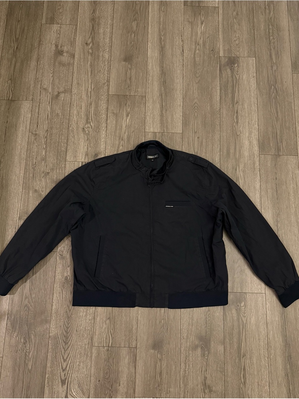 Members Only Black Full Zip Chin Strap Windbreaker Bomber Men’s Size 5XL Jacket
